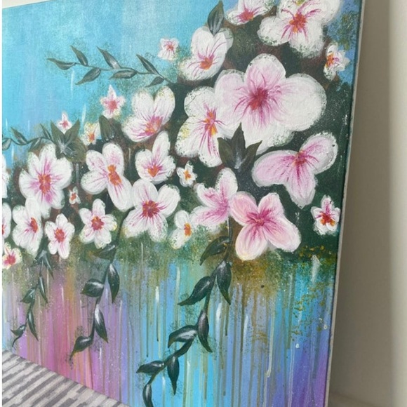 SALE-Floral Wall Art,Large wall art,Boho wall décor,Flower painting - Picture 4 of 4
